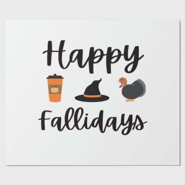 Cute Fall season Happy Fallidays Thanksgiving Hall Wrapping Paper (Flat)