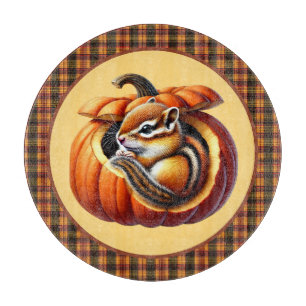 Cute Fall Seasonal chipmunk kitchen Cutting Board