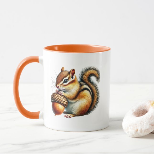 Cute Fall Seasonal chipmunk  Mug (With Donut)