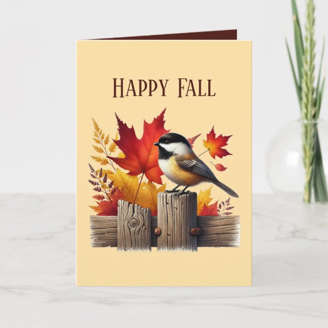 Cute Fall Seasonal customizable bird Card (Front)