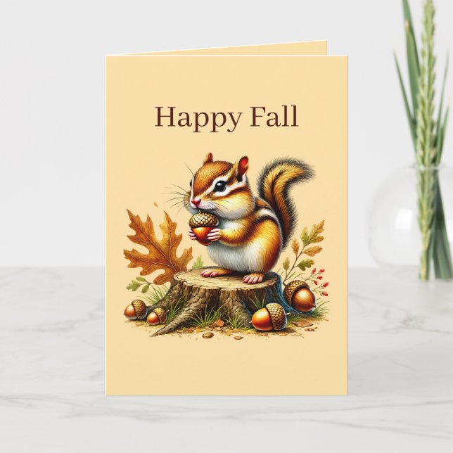 Cute Fall Seasonal customizable chipmunk Card (Front)