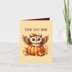 Cute Fall Seasonal customizable owl Card