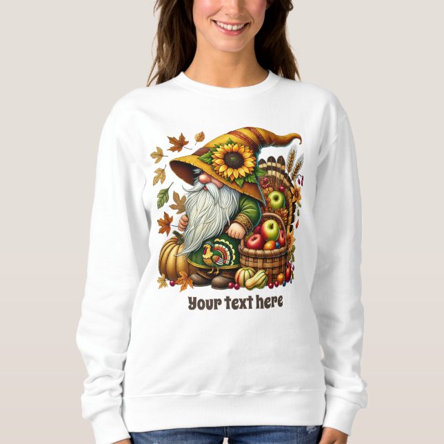 Cute Fall Seasonal gnome add text  Sweatshirt (Front)