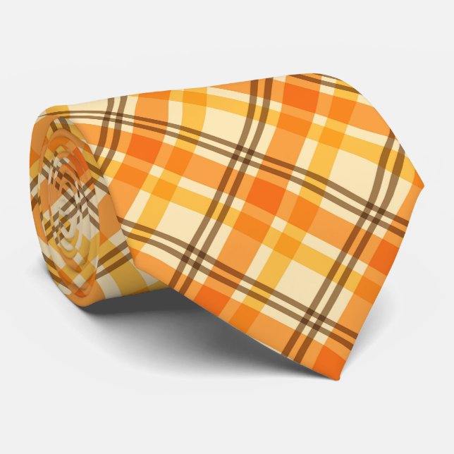 Cute Fall Seasonal plaid tiled pattern Tie (Rolled)