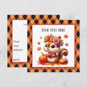 Cute Fall Seasonal squirrel customizable party  Invitation