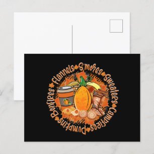 cute Fall Seasonal word art Holiday Postcard