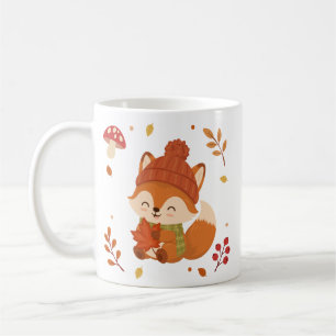 Cute Fall Smiling Fox Watercolour. Coffee Mug