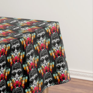 Cute Fall Spider with Dewdrop Hat Pattern Tablecloth