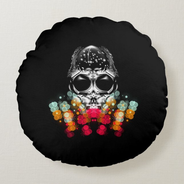 Cute Fall Spider with Dewdrop Hat Round Pillow (Front)