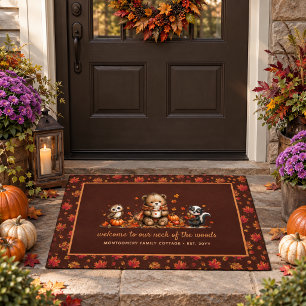 Cute Fall Woodland Animals Autumn Personalized Doormat