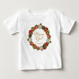 Cute Fall Wreath Flower Girl Wedding Favour Toddle Baby T-Shirt