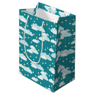 Cute Falling Stars & Clouds Pattern Medium Gift Bag