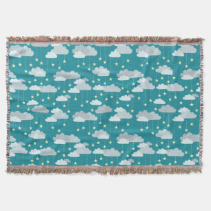 Cute Falling Stars & Clouds Pattern Throw Blanket