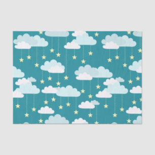 Cute Falling Stars & Clouds Pattern Tissue Paper