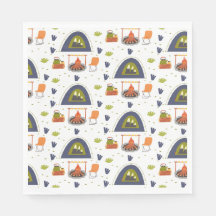 Cute family camping bonfire & tent 