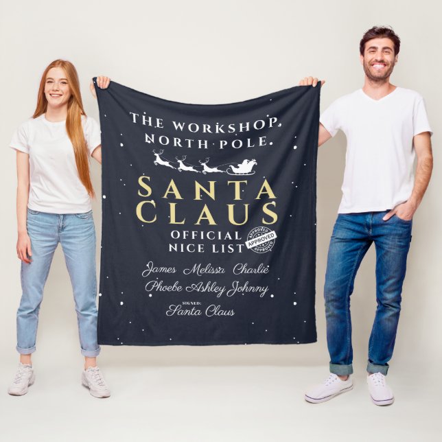 Cute Family Christmas Santa's Nice List Fleece Blanket (In Situ)