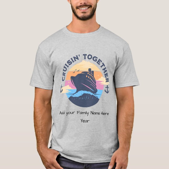Cute Family Cruise Gray Personalize T-Shirt (Front)