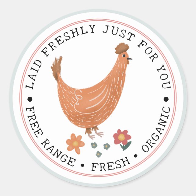 Cute Family Farm Chicken egg box Classic Round Sticker (Front)