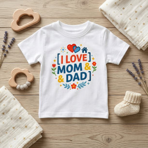 Cute Family Gift I Love Mom And Dad Printed Baby T-Shirt