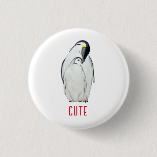 Cute family of emperor penguins T-Shirt 1 Inch Round Button