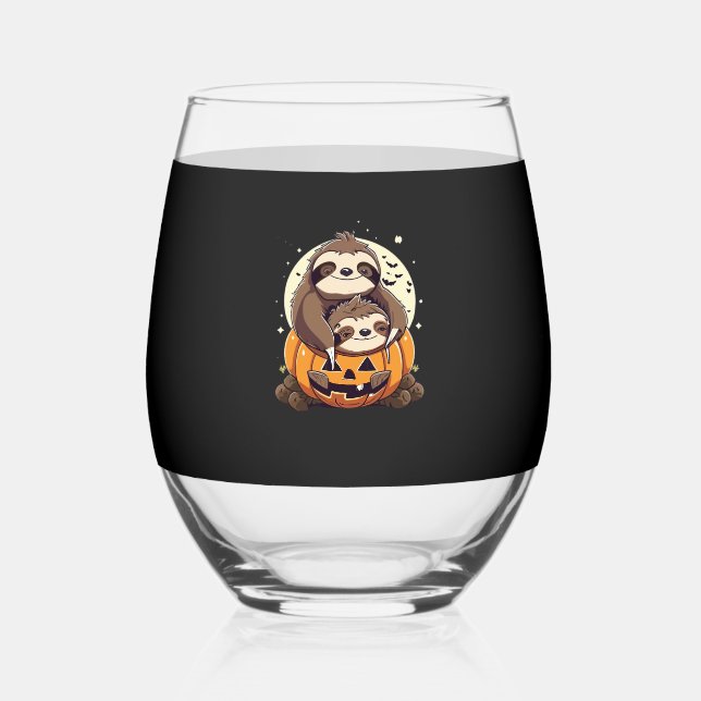 Cute family of sloths Essential T-Shirt Stemless Wine Glass (Front)