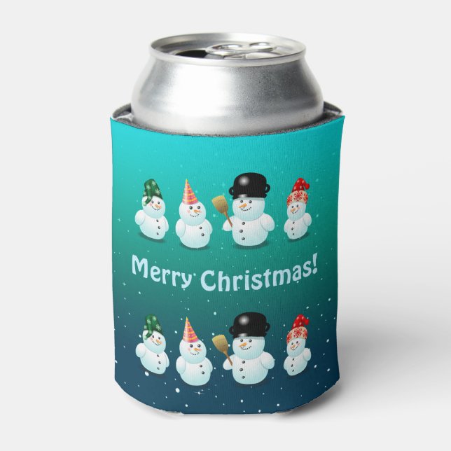 Cute Family Of Snowmen Can Cooler (Can Front)