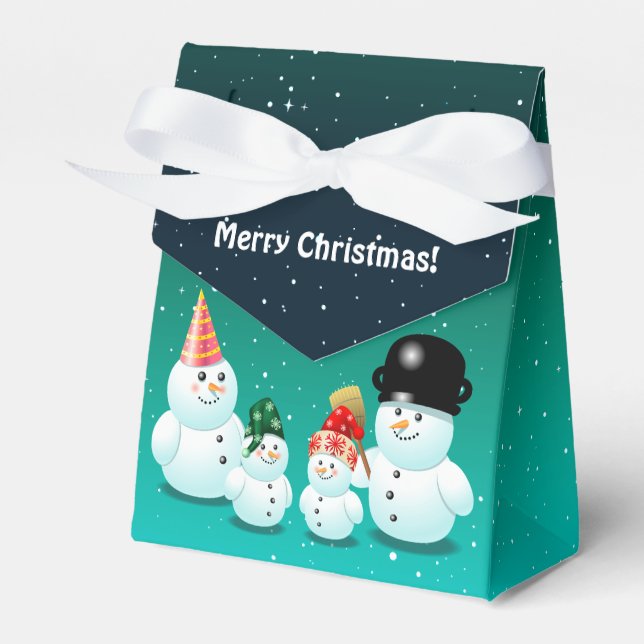 Cute Family of Snowmen Favor Box (Front Side)