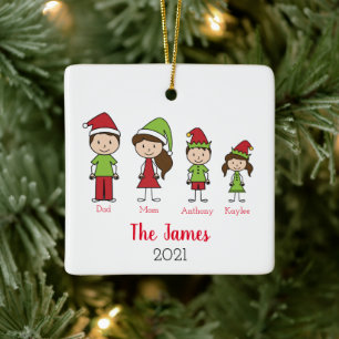 Cute Family Personalized Christmas Ceramic Ornament