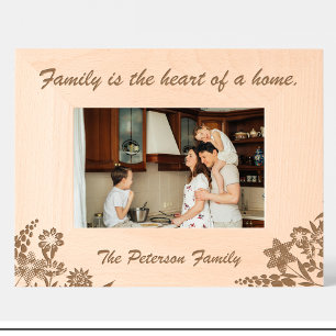 Cute Family quote Flowers Engraved Wood Frame