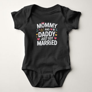 Cute Family Wedding Mommy and Daddy Just Married Baby Bodysuit