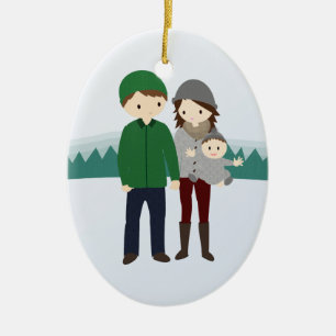 Cute Family with Baby Christmas Ornament