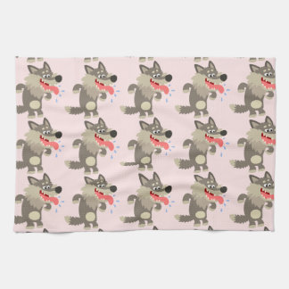 Cute Famished Cartoon Wolf Kitchen Towel