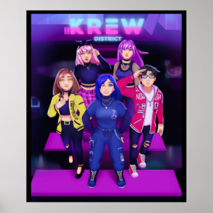 Cute Fanart Funneh and the Krew Kids Cartoon Distr Poster