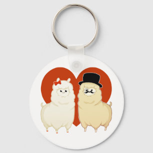 Cute Fancy Alpaca Couple Keychain