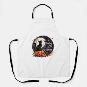 Cute Fancy Cat Pumpkin Bat Pawsitively Excited For Apron