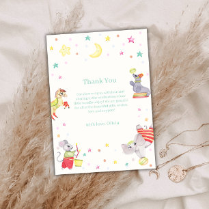 Cute Fancy Circus Carnival Animals Baby Shower Thank You Card
