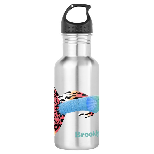 Cute fancy guppy tropical fish cartoon  532 ml water bottle (Front)