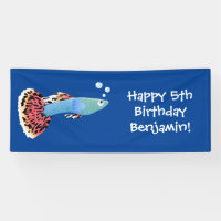 Cute fancy guppy tropical fish cartoon