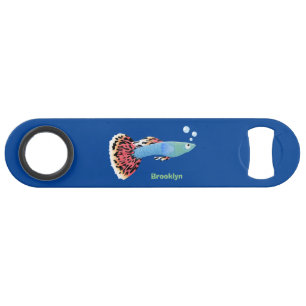 Cute fancy guppy tropical fish cartoon bar key