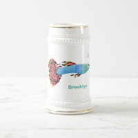 Cute fancy guppy tropical fish cartoon
