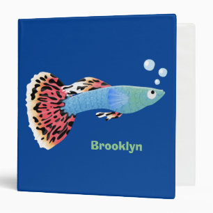 Cute fancy guppy tropical fish cartoon binder