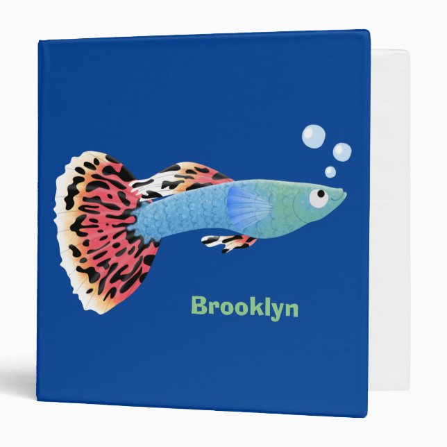 Cute fancy guppy tropical fish cartoon binder (Front/Inside)