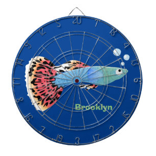 Cute fancy guppy tropical fish cartoon dartboard