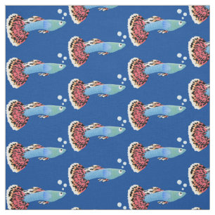 Cute fancy guppy tropical fish cartoon fabric