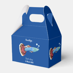 Cute fancy guppy tropical fish cartoon  favor box