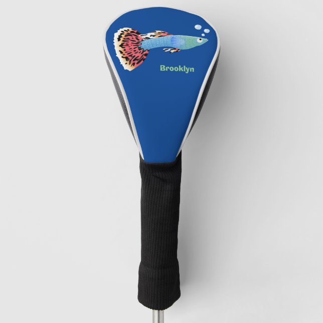 Cute fancy guppy tropical fish cartoon golf head cover (Front)