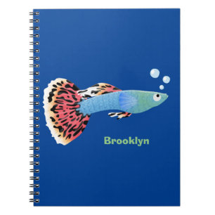 Cute fancy guppy tropical fish cartoon notebook