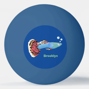 Cute fancy guppy tropical fish cartoon ping pong ball