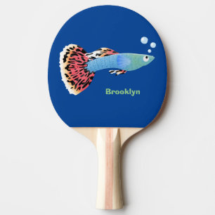 Cute fancy guppy tropical fish cartoon  ping pong paddle
