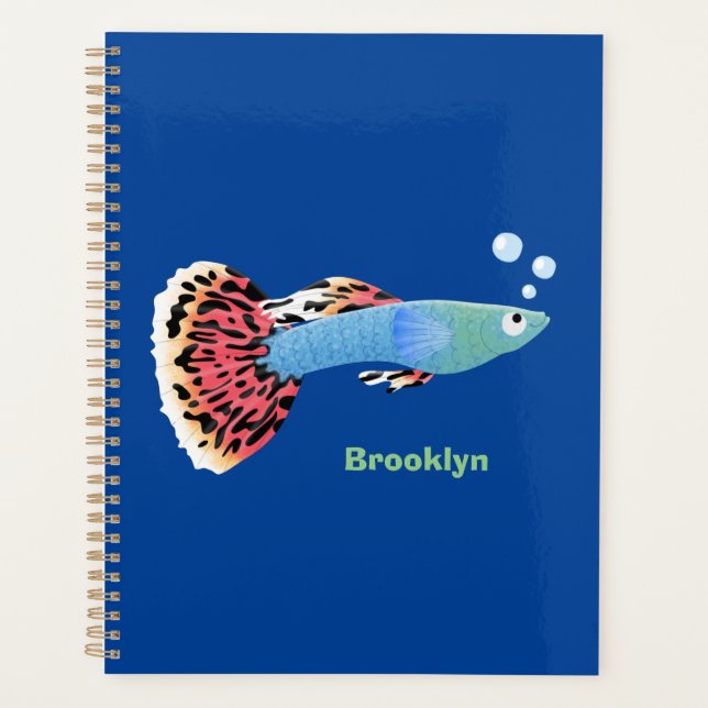 Cute fancy guppy tropical fish cartoon  planner (Front)
